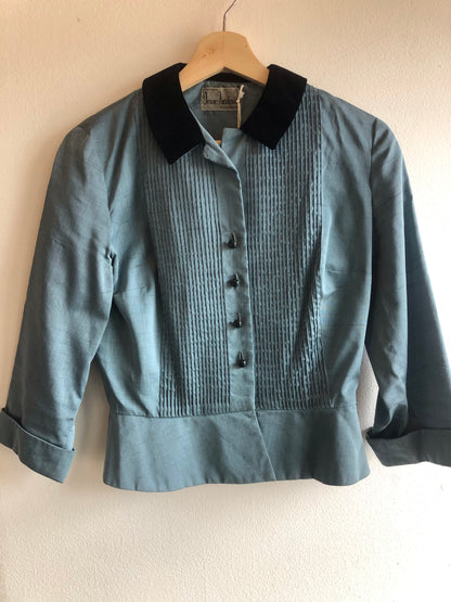 Vintage 1950’s Loop-Collar Pleated Blouse - La Lovely Vintage 