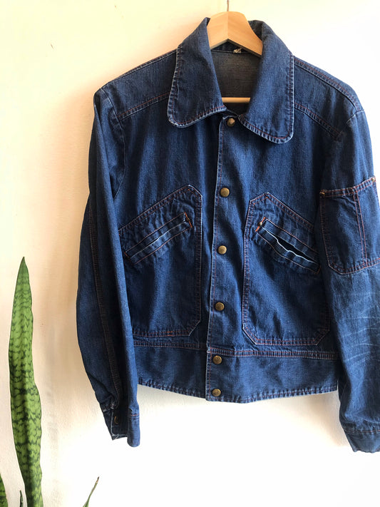 Vintage 1960’s Irregular Snap Front Denim Jacket - La Lovely Vintage 