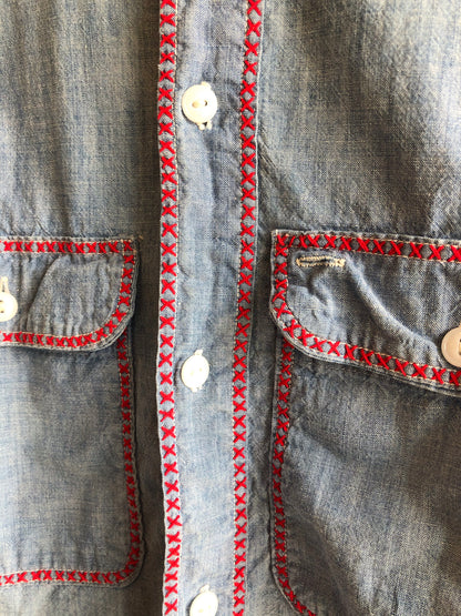 Vintage 1950’s Big Mac Embroidered Chambray Button-Up Shirt - La Lovely Vintage 