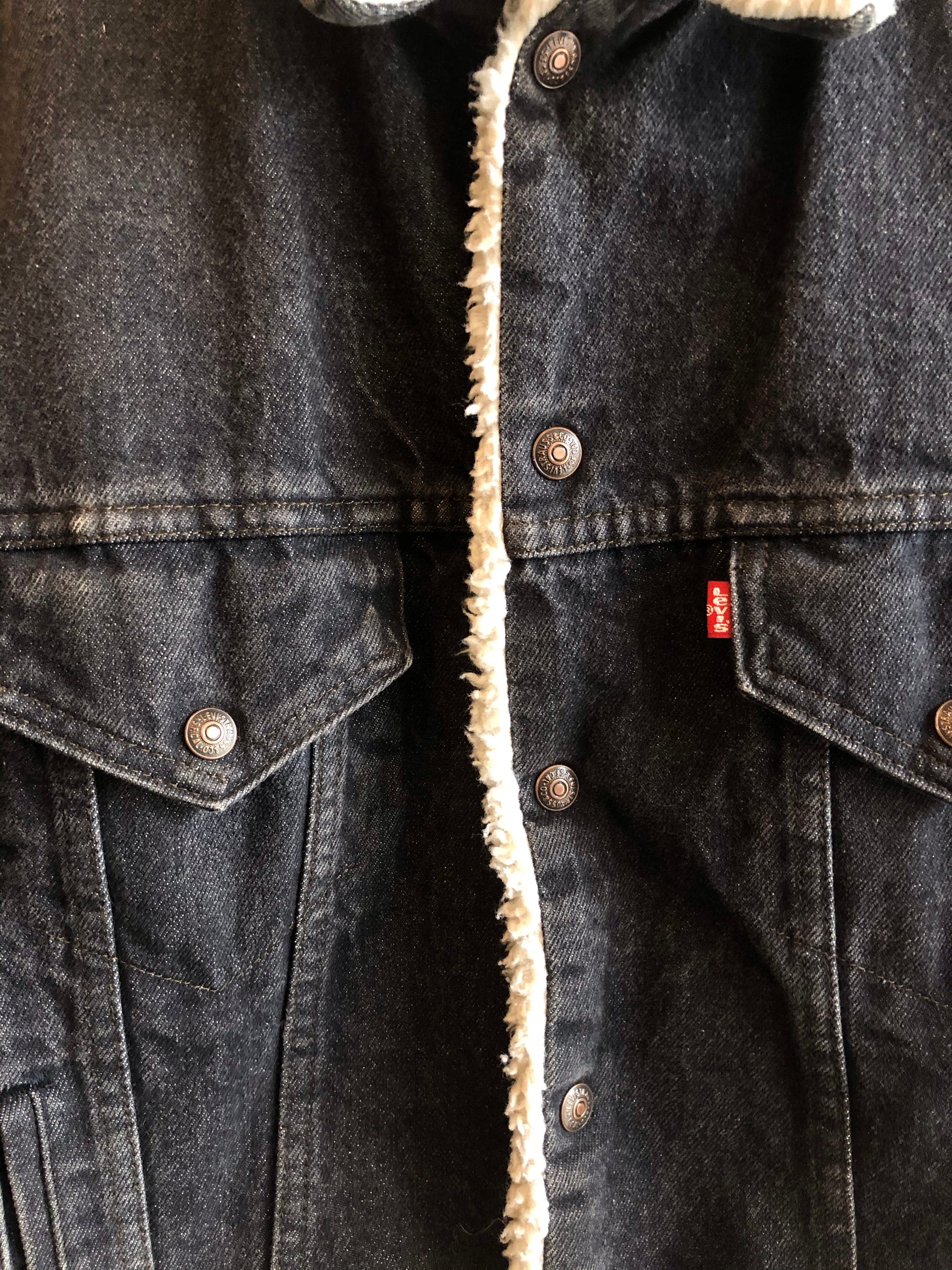 Vintage Levi's Type 4 Sherpa lined Black denim trucker jacket – La