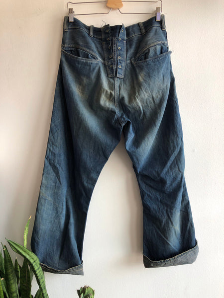 Vintage 1940’s “Big Jack” Brand Lace Back Denim Work Jeans
