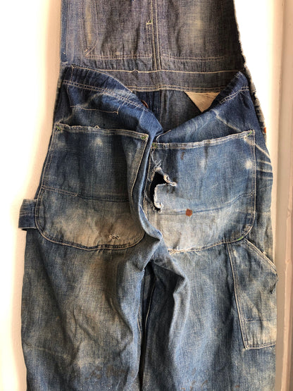 Vintage 1930’s Strapless Super Red Engine Denim Overalls - La Lovely Vintage 