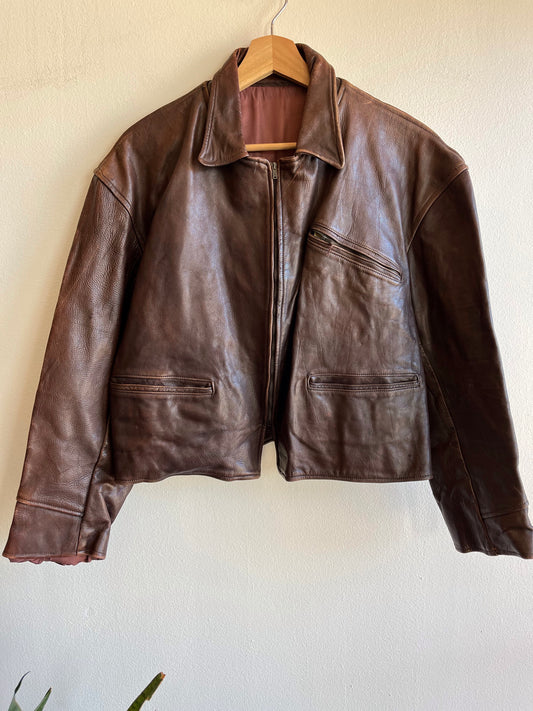 Vintage 1950’s Half-Belt Horsehide Cropped Jacket