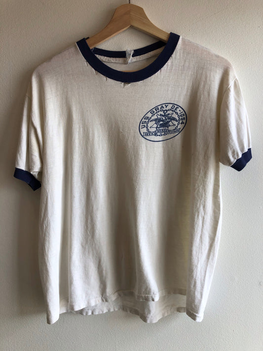 Vintage 1970’s “Seek Engage Destroy” U.S. Navy Ringer T-Shirt - La Lovely Vintage 