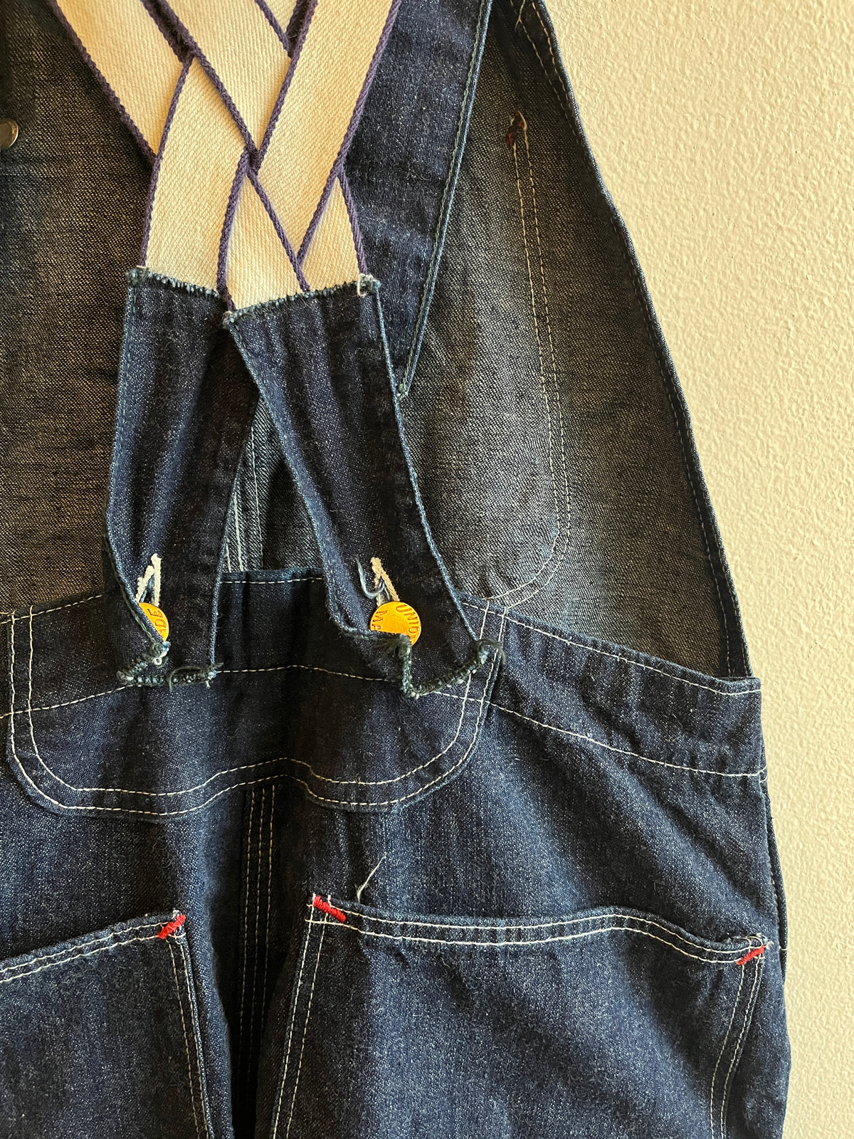 Vintage 1950’s Union Made Darkwash Denim Lowback Overalls - La Lovely Vintage 