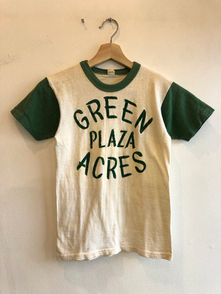 Vintage 1950’s “Green Plaza Acres” Flock-Printed T-Shirt