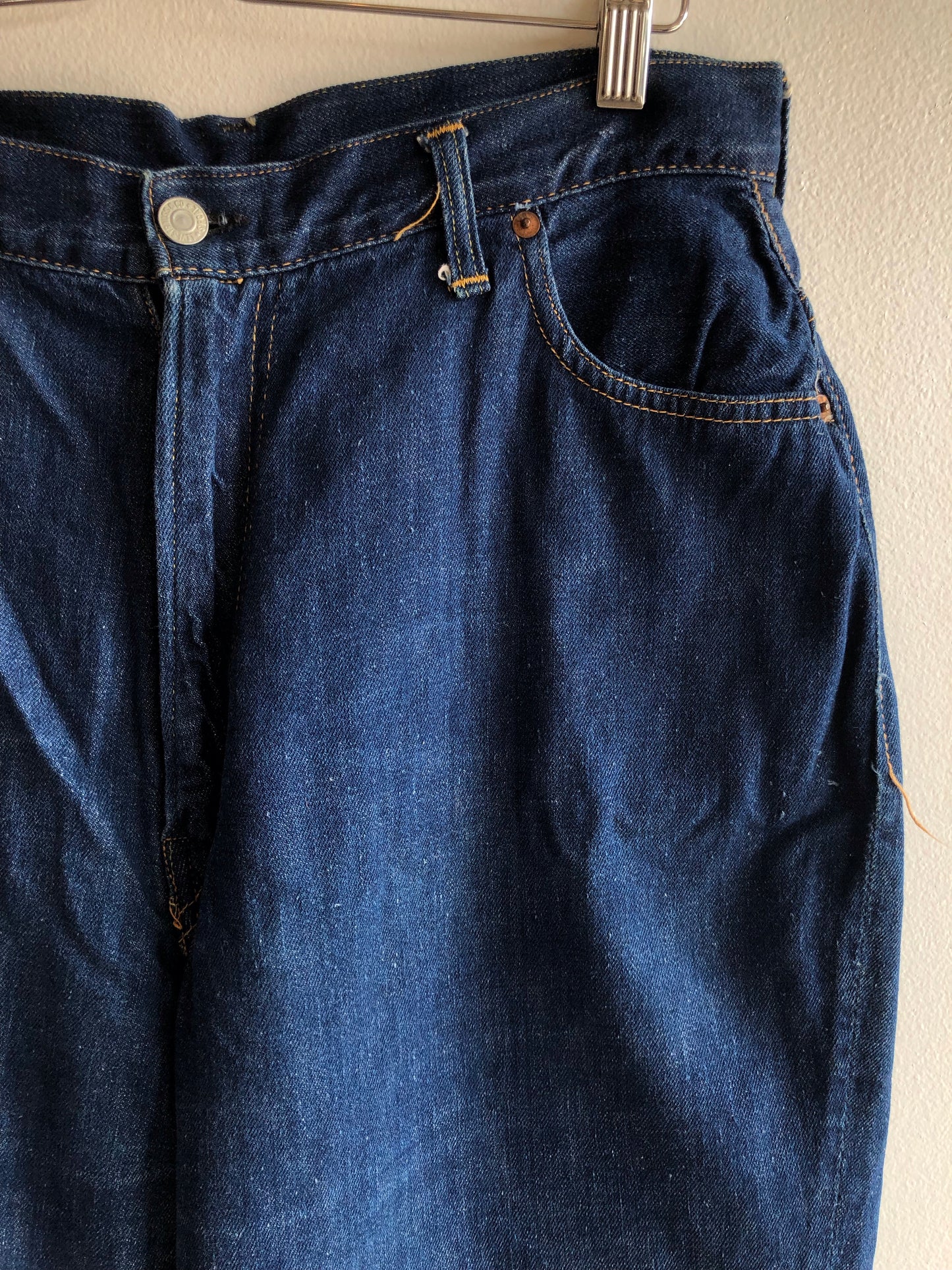 Reserve for Sarah Vintage 1950’s Levi’s Big E 701 Hidden Rivet Denim Jeans - La Lovely Vintage 