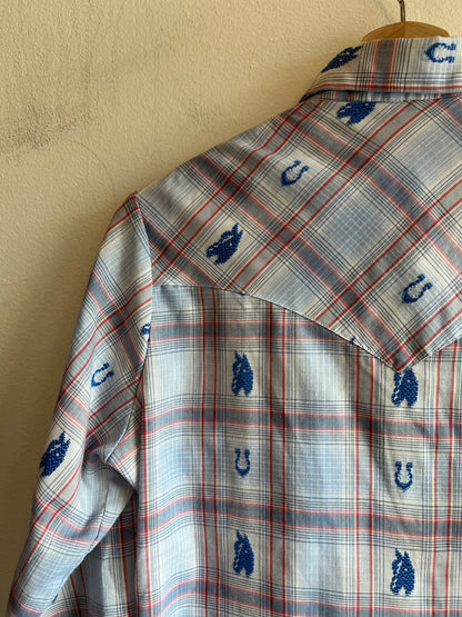 Vintage 1970’s Millie Western Horse Themed Pearl Snap Shirt - La Lovely Vintage 