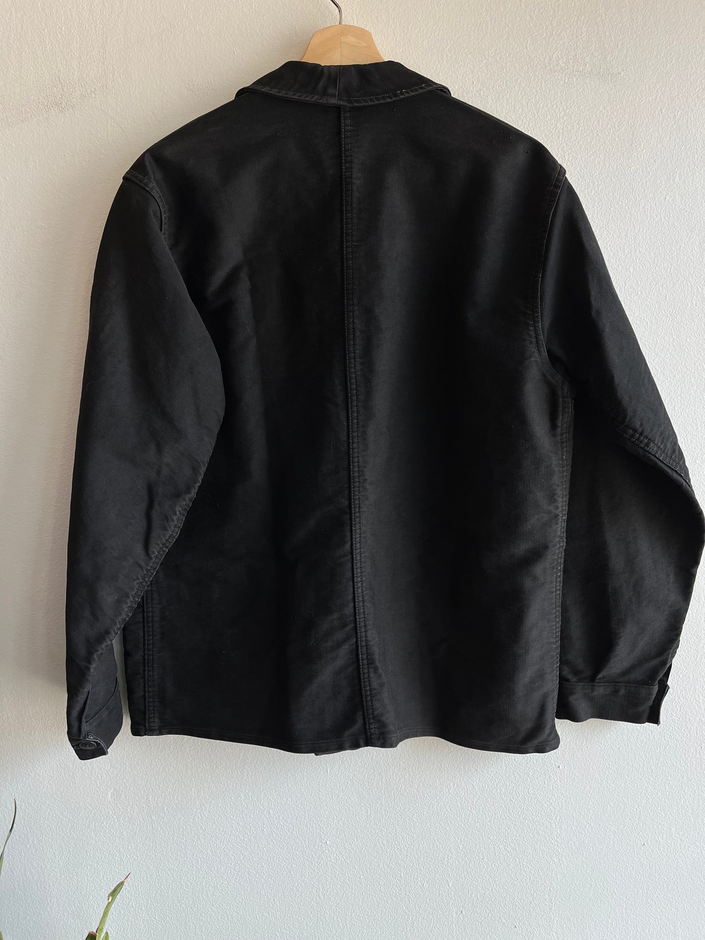 Vintage 1940/50’s Black French Workwear Moleskin Chore Coat - La Lovely Vintage 