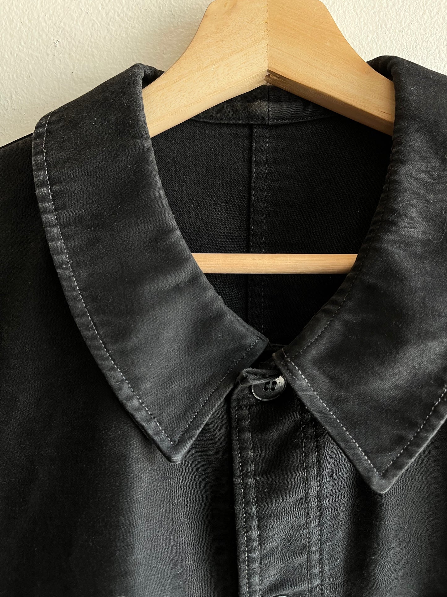 Vintage 1940/50’s Black French Workwear Moleskin Chore Coat - La Lovely Vintage 