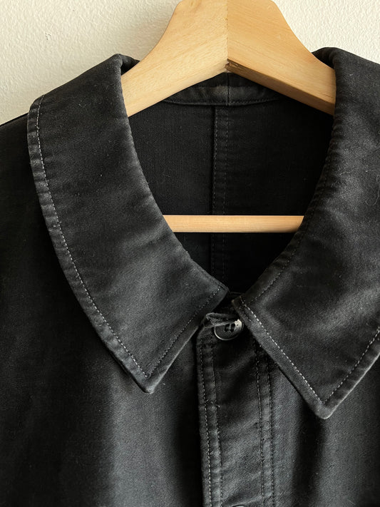 Vintage 1940/50’s Black French Workwear Moleskin Chore Coat - La Lovely Vintage 