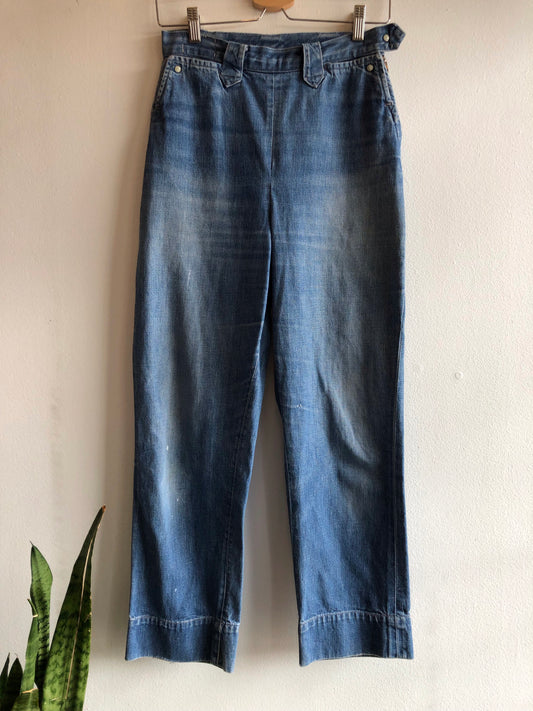 Vintage 1950’s Levi’s Short Horn Side-Zip Denim Jeans - La Lovely Vintage 