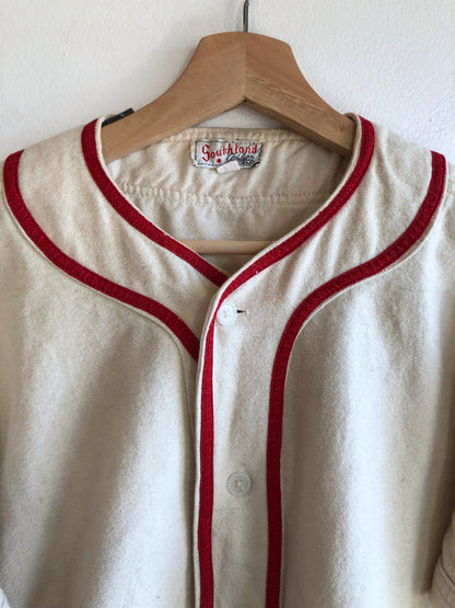 Vintage 1950’s “Broderick and Gibbons” Wool Baseball Jersey - La Lovely Vintage 