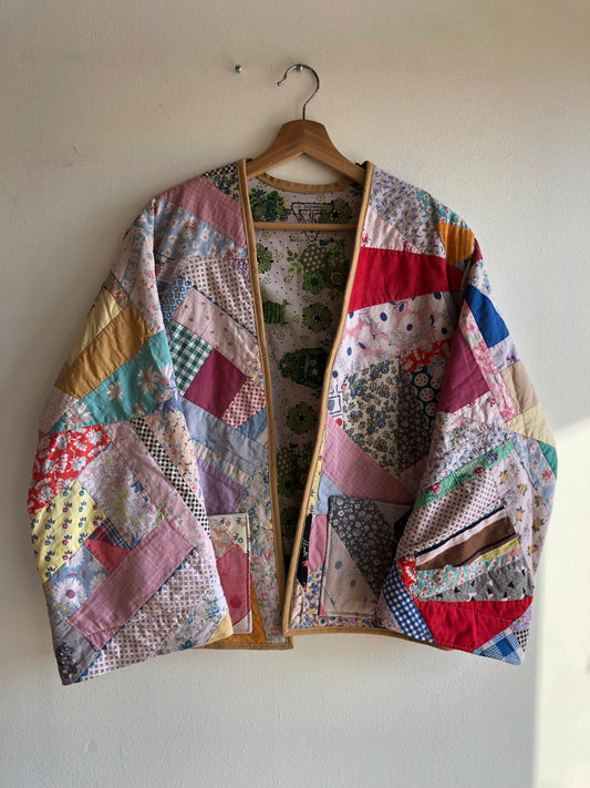 Double Down Vintage - Handmade Quilt Kimono Jacket - La Lovely Vintage 