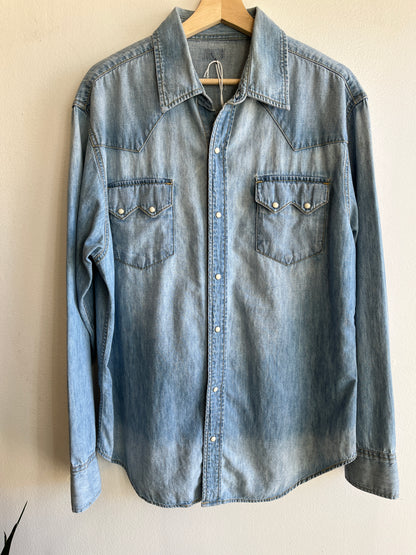 Vintage 1970’s Denim Western Pearl Snap Shirt - La Lovely Vintage 