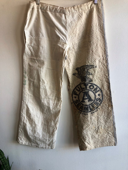 Double Down -  Feedsack Trousers w/ Adjustable Tie at Waist - La Lovely Vintage 