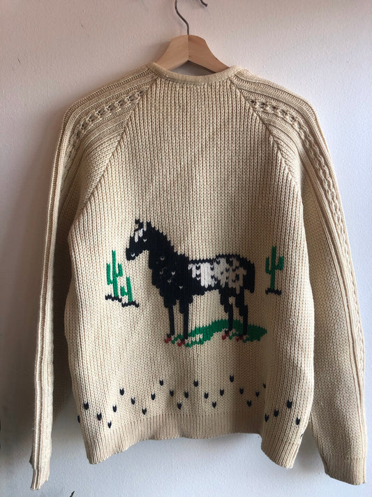 Vintage 1970’s Horse-Themed Cardigan Sweater - La Lovely Vintage 