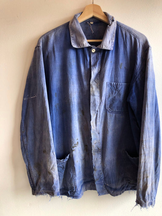 Vintage 1960’s Sun-Faded French Chore Coat - La Lovely Vintage 
