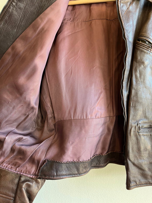 Vintage 1950’s Half-Belt Horsehide Cropped Jacket