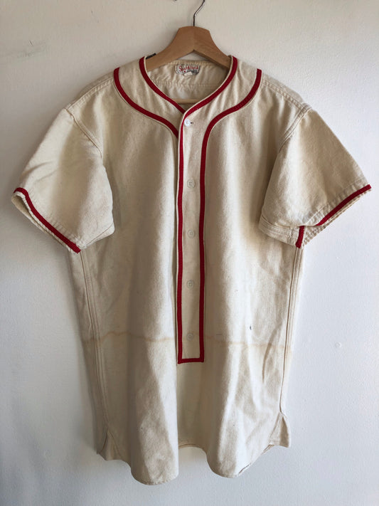 Vintage 1950’s “Broderick and Gibbons” Wool Baseball Jersey - La Lovely Vintage 
