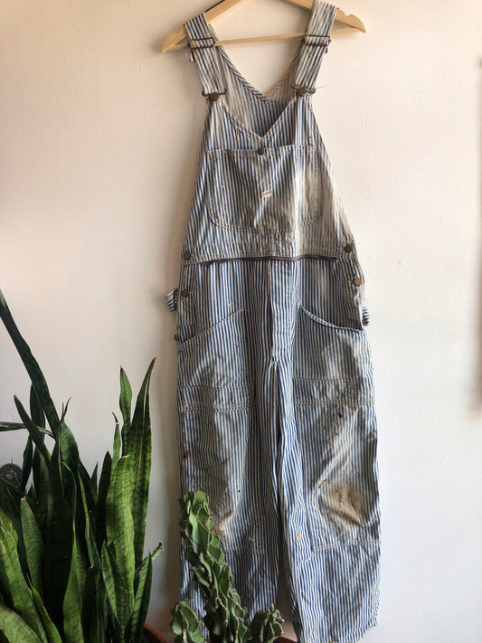 Vintage 1960’s Lee Hickory Stripe Denim Overalls - La Lovely Vintage 