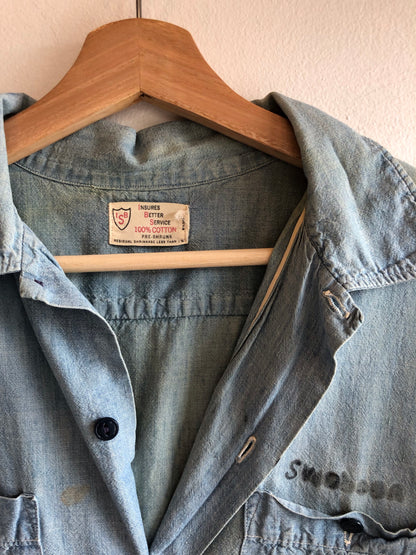 Vintage 1950’s Selvedge Chambray Button Up Shirt - La Lovely Vintage 
