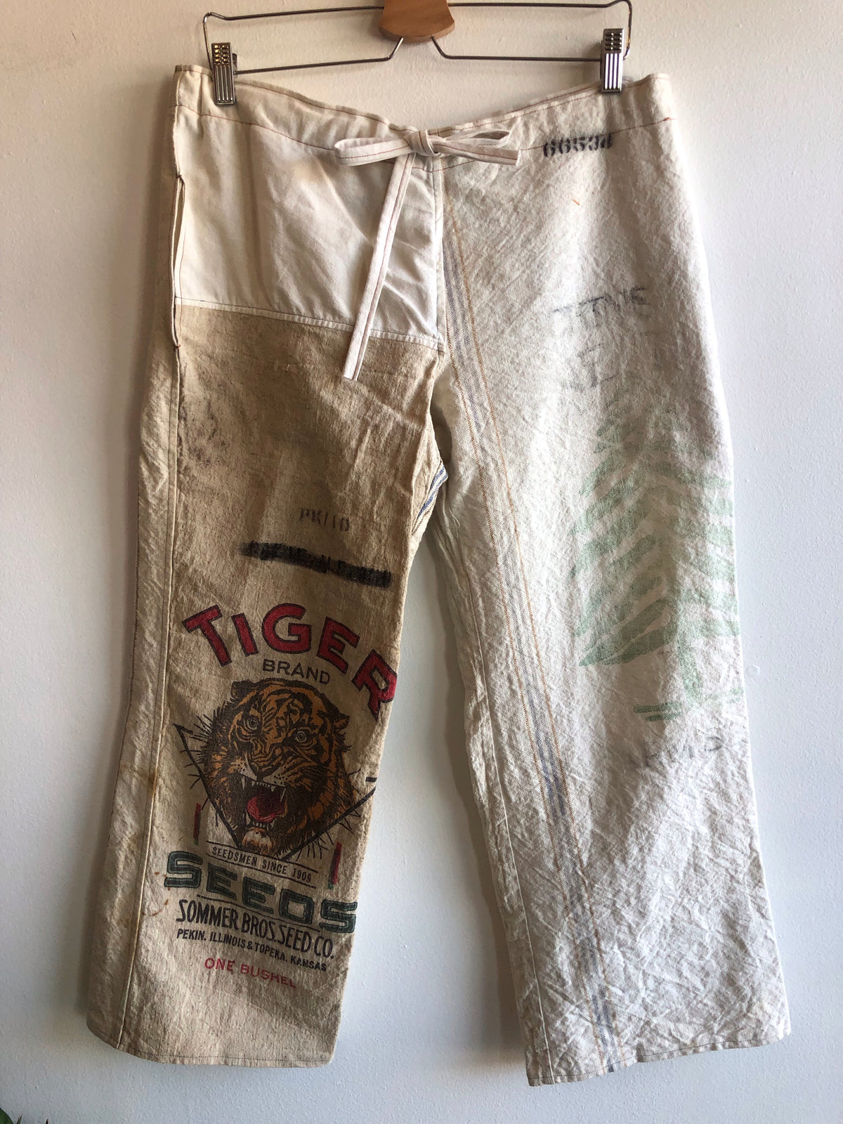 Double Down -  Feedsack Trousers w/ Adjustable Tie at Waist - La Lovely Vintage 