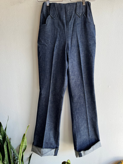Vintage 1950’s  Prior Denver Deadstock Side-Zip Denim Jeans - La Lovely Vintage 
