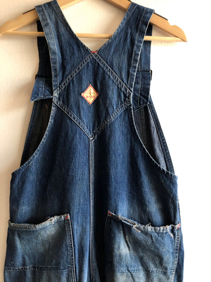 Vintage 1950’s “Square Bak” Payday Repaired Denim Overalls - La Lovely Vintage 