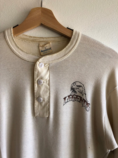 Vintage 1970’s Healthknit “Jeremiah Johnson(?)” Print Thermal Henley - La Lovely Vintage 
