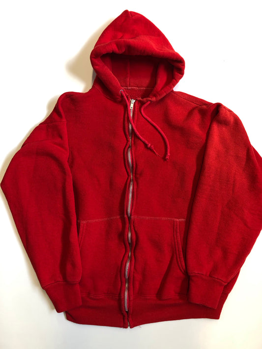 Vintage 1960’s Red Zip-Up Hooded Sweatshirt - La Lovely Vintage 