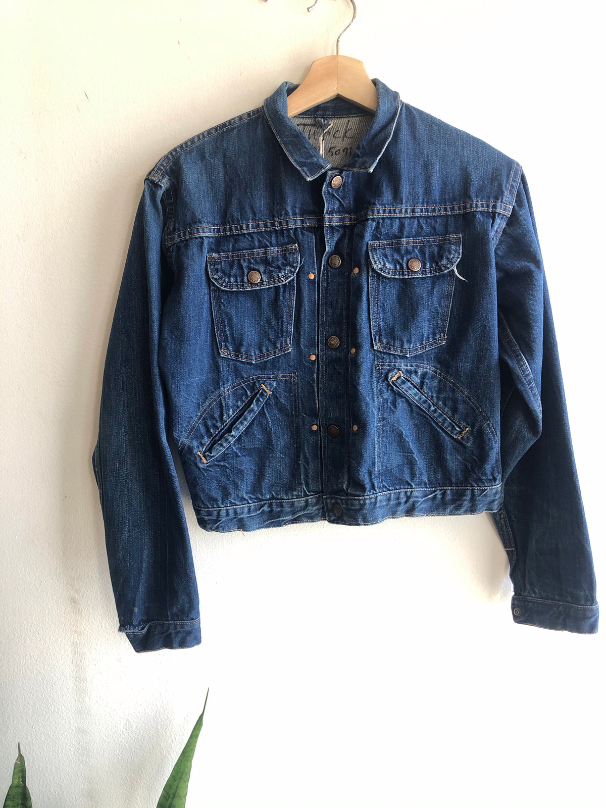 Vintage 1960’s Selvedge Denim Pleated Jacket - La Lovely Vintage 