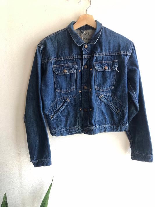 Vintage 1960’s Selvedge Denim Pleated Jacket - La Lovely Vintage 