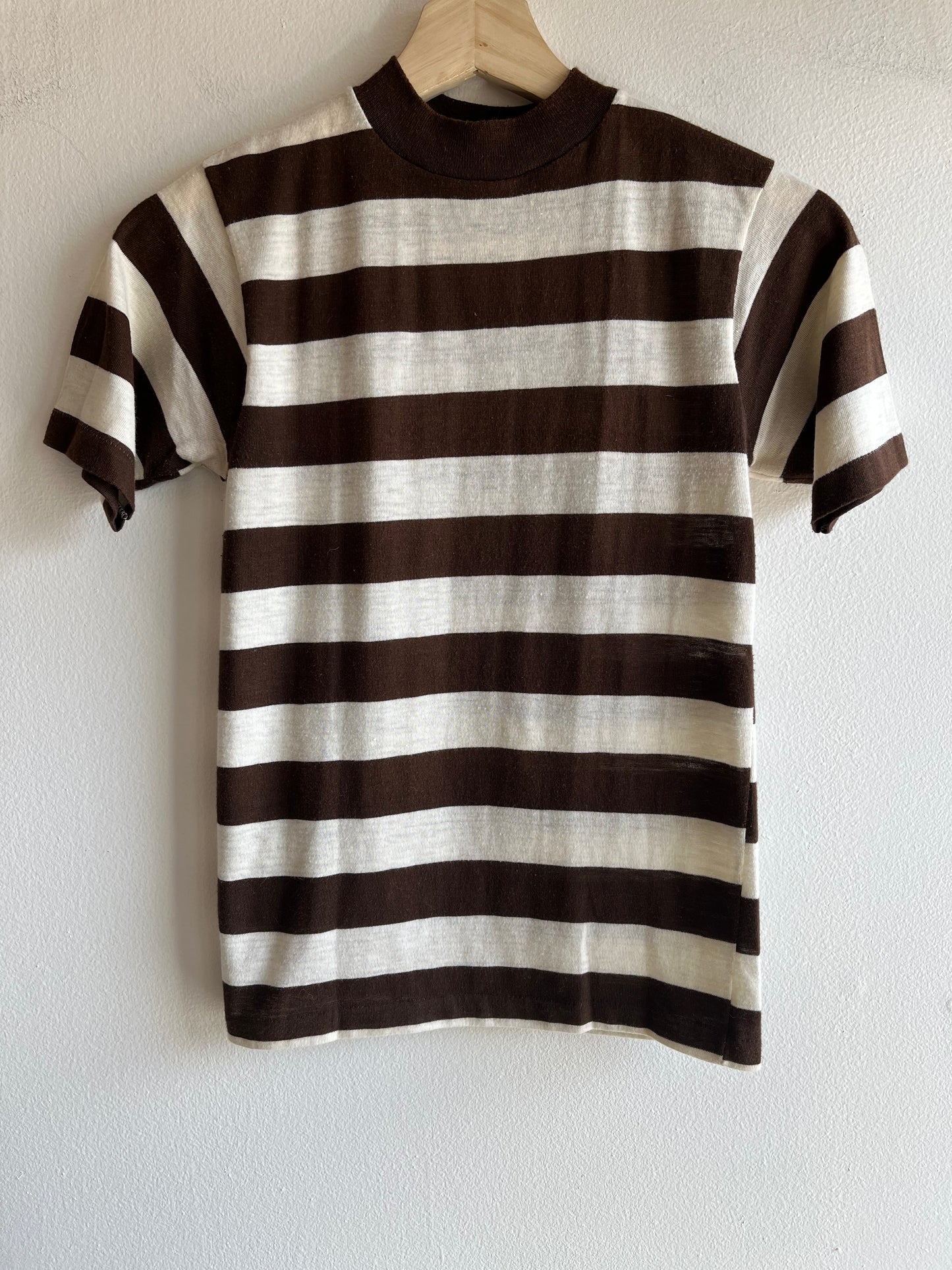 Vintage 1950/60’s “Wonderknit” Brown Striped T-Shirt - La Lovely Vintage 