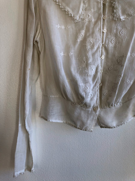 Vintage 1920’s Embroidered Sheer Blouse