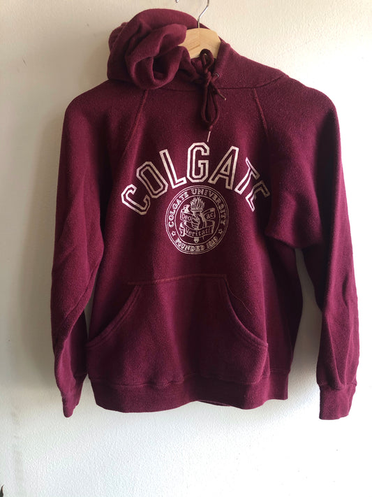 Vintage 1960/1970’s Maroon “Colgate” Hooded Sweatshirt - La Lovely Vintage 