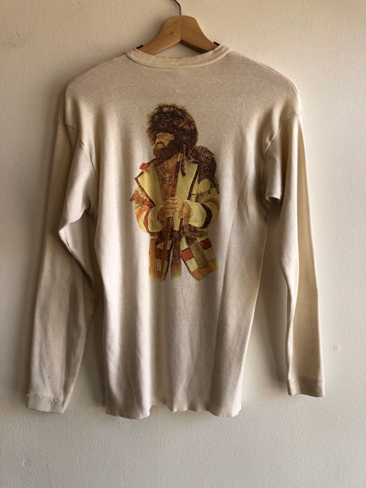 Vintage 1970’s Healthknit “Jeremiah Johnson(?)” Print Thermal Henley - La Lovely Vintage 
