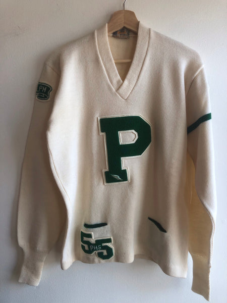 Vintage 1950’s Peninsula High School  Varsity Sweater w/ Pockets