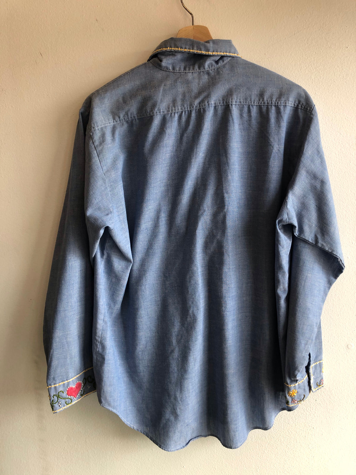 Vintage 1970’s Big Mac Embroidered Chambray Button-Up Shirt - La Lovely Vintage 