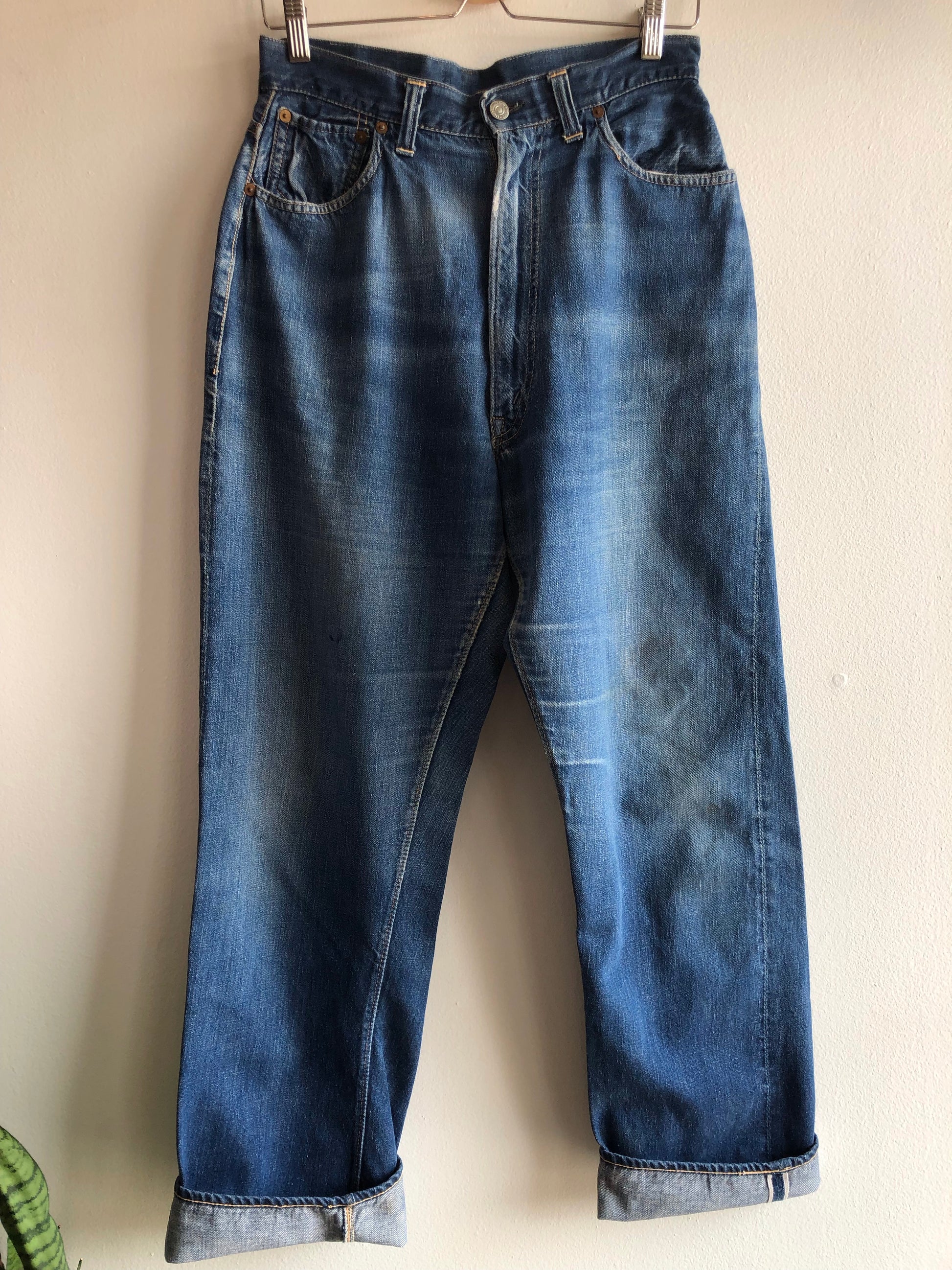 Vintage 1950’s Levi’s “Big E” 701 Hidden Rivet Selvedge Denim Jeans - La Lovely Vintage 