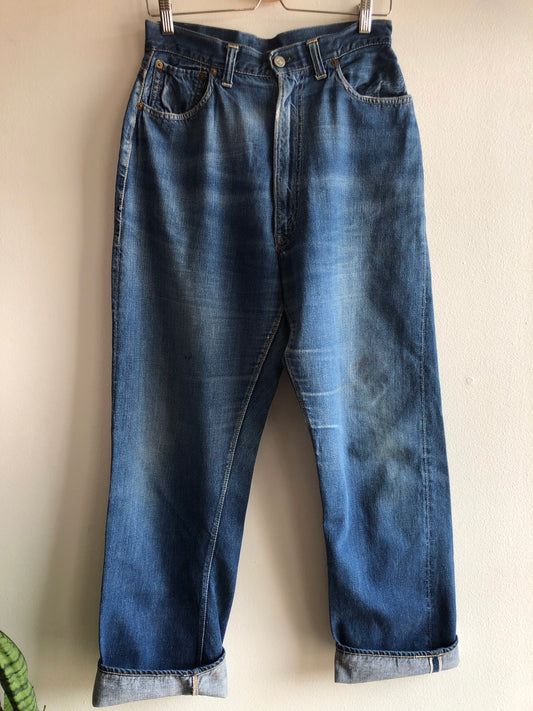 Vintage 1950’s Levi’s “Big E” 701 Hidden Rivet Selvedge Denim Jeans - La Lovely Vintage 