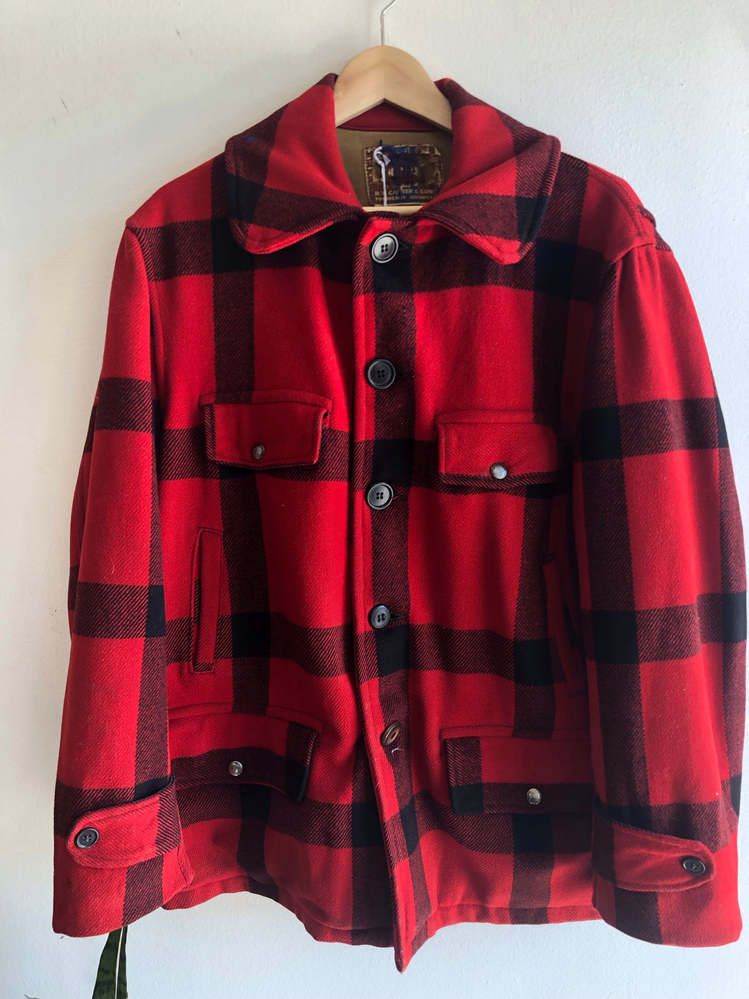 Vintage 1940’s Carter’s Plaid Wool Hunting Mackinaw Jacket