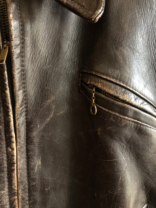 Vintage 1940s/1950s Unbranded Horsehide Leather Bomber Jacket - La Lovely Vintage 