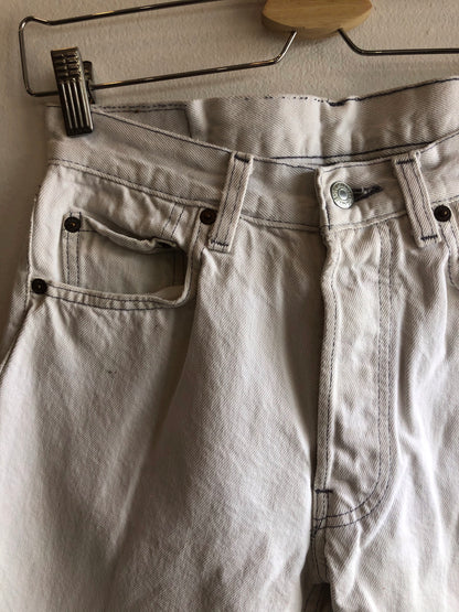 Vintage 1980’s Contrast Stitch White Denim Levi’s 501 Jeans - La Lovely Vintage 