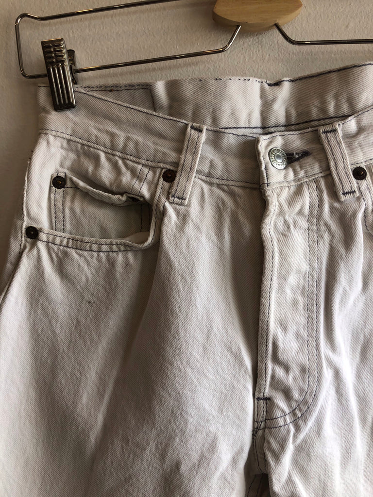 Vintage 1980's Contrast Stitch White Denim Levi's 501 Jeans – La