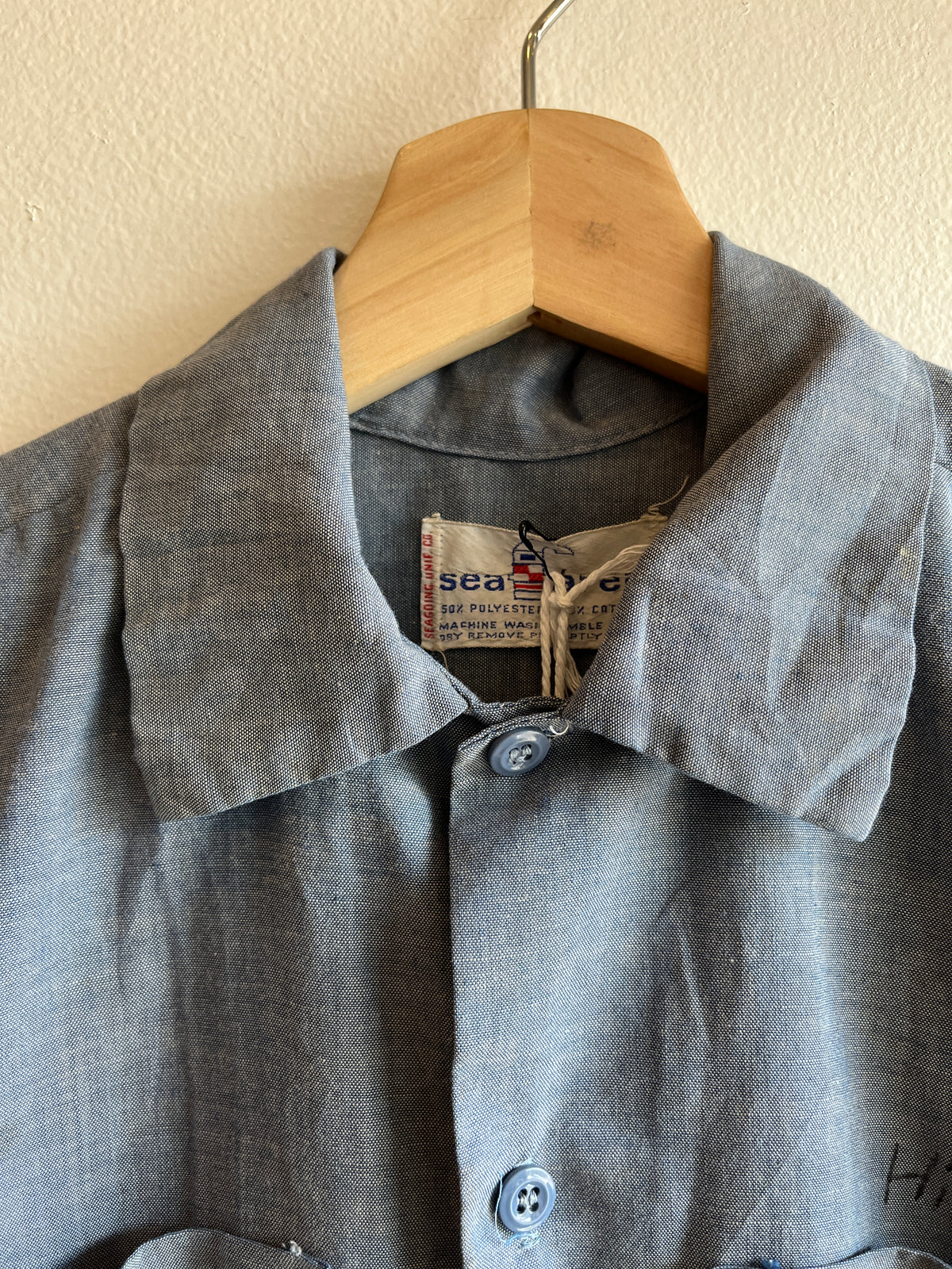 Vintage 1960’s Short Sleeve USN Chambray Button Up Shirt