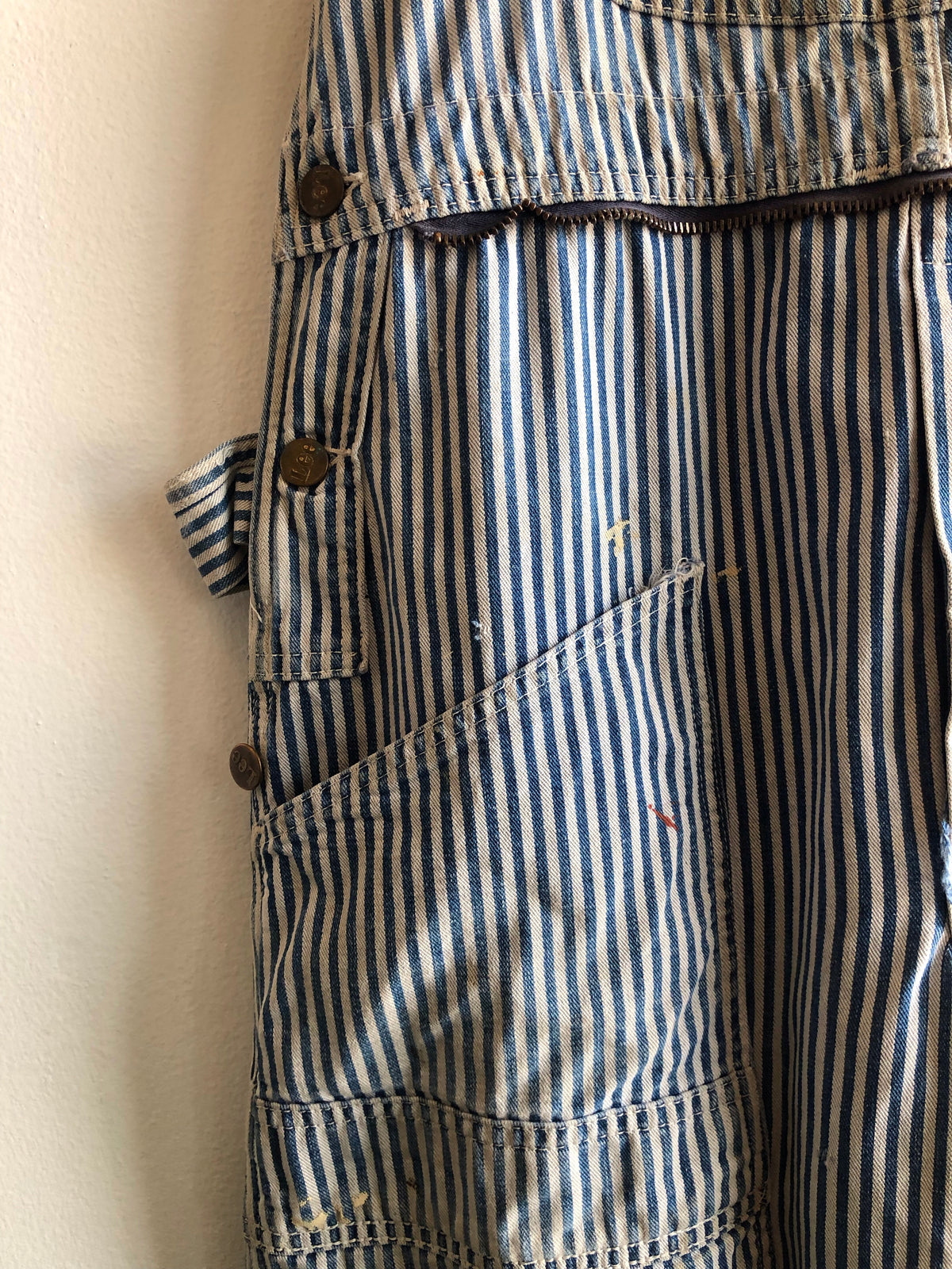 Vintage 1960’s Lee Hickory Stripe Denim Overalls - La Lovely Vintage 