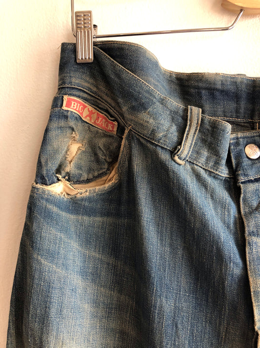 Vintage 1940’s “Big Jack” Brand Lace Back Denim Work Jeans