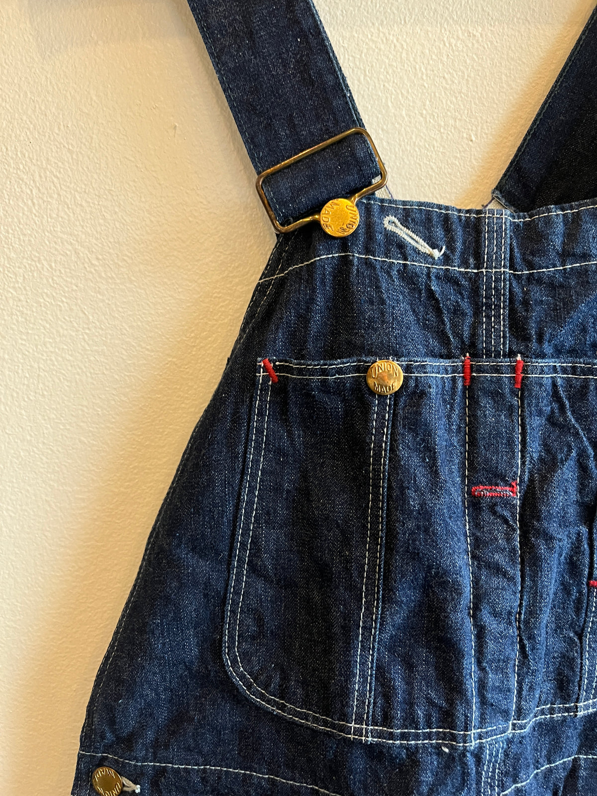 Vintage 1950’s Union Made Darkwash Denim Lowback Overalls - La Lovely Vintage 