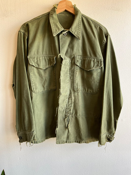 Vintage 1960’s Vietnam Issue Cotton Sateen Button-Up Shirt - La Lovely Vintage 